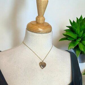 Vintage Artistry Two Tone Heart Pendant Signed